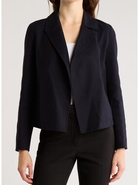 Theory Wool Blend Navy Open-Front Blazer